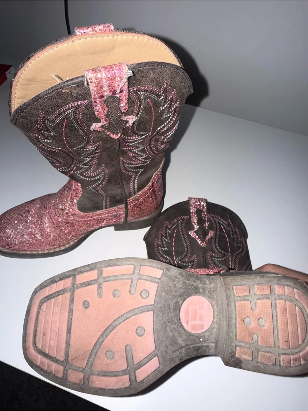 Roper Pink Glitter Western Kids Cowboy Boots